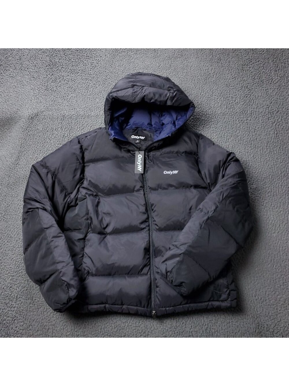ONLY NY Puffer Down Jacket Mens S Small Packable Snorkel Nylon Black Windbreaker